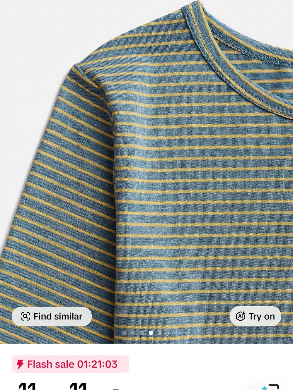 Striped Long-Sleeve Set in Gray/Yellow - Picture 3 of 3